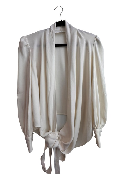 CO Tops - CO White Long Sleeve Button Wrap Tie Blouse  Size Small  $498